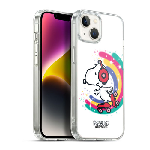 Peanuts Snoopy Boardwalk Airbrush Colourful Skating Soft Gel Case for Apple iPhone 14 Plus & MagSafe