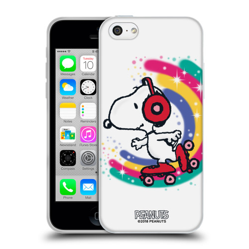 Peanuts Snoopy Boardwalk Airbrush Colourful Skating Soft Gel Case for Apple iPhone 5c