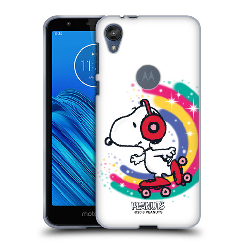 Peanuts Snoopy Boardwalk Airbrush Colourful Skating Soft Gel Case for Motorola Moto E6