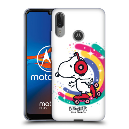 Peanuts Snoopy Boardwalk Airbrush Colourful Skating Soft Gel Case for Motorola Moto E6 Plus