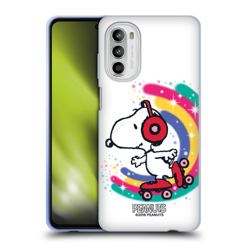 Peanuts Snoopy Boardwalk Airbrush Colourful Skating Soft Gel Case for Motorola Moto G52