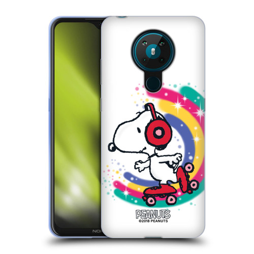 Peanuts Snoopy Boardwalk Airbrush Colourful Skating Soft Gel Case for Nokia 5.3
