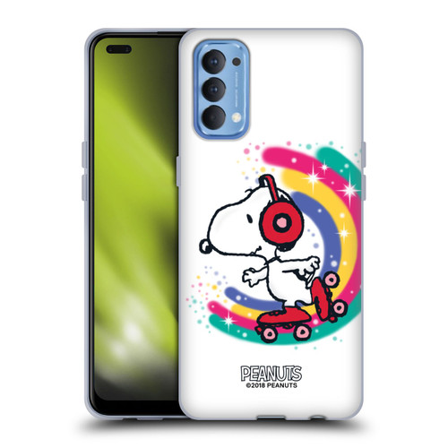 Peanuts Snoopy Boardwalk Airbrush Colourful Skating Soft Gel Case for OPPO Reno 4 5G