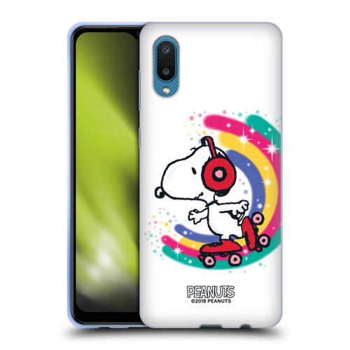 Peanuts Snoopy Boardwalk Airbrush Colourful Skating Soft Gel Case for Samsung Galaxy A02/M02 (2021)