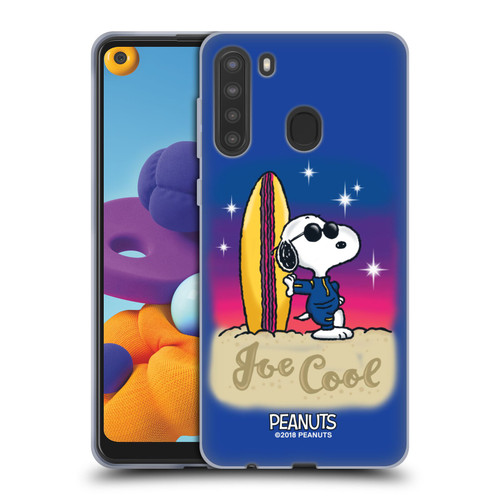 Peanuts Snoopy Boardwalk Airbrush Joe Cool Surf Soft Gel Case for Samsung Galaxy A21 (2020)