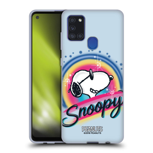 Peanuts Snoopy Boardwalk Airbrush Colourful Sunglasses Soft Gel Case for Samsung Galaxy A21s (2020)