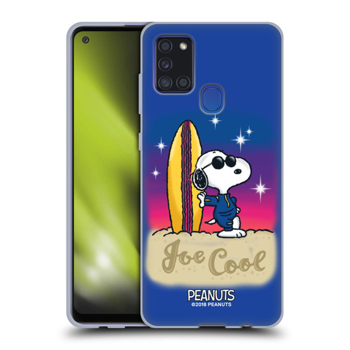 Peanuts Snoopy Boardwalk Airbrush Joe Cool Surf Soft Gel Case for Samsung Galaxy A21s (2020)