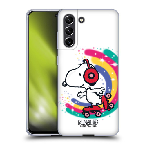 Peanuts Snoopy Boardwalk Airbrush Colourful Skating Soft Gel Case for Samsung Galaxy S21 FE 5G