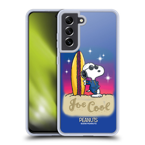 Peanuts Snoopy Boardwalk Airbrush Joe Cool Surf Soft Gel Case for Samsung Galaxy S21 FE 5G