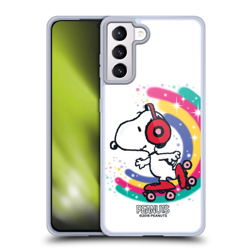 Peanuts Snoopy Boardwalk Airbrush Colourful Skating Soft Gel Case for Samsung Galaxy S21+ 5G
