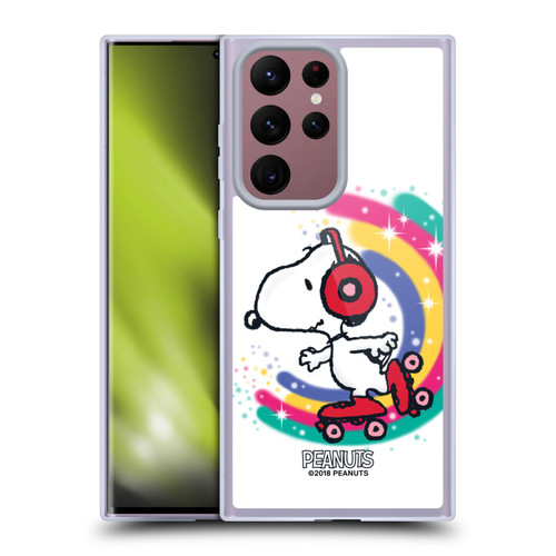 Peanuts Snoopy Boardwalk Airbrush Colourful Skating Soft Gel Case for Samsung Galaxy S22 Ultra 5G