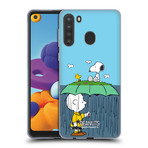 Peanuts Halfs And Laughs Charlie, Snoppy & Woodstock Soft Gel Case for Samsung Galaxy A21 (2020)