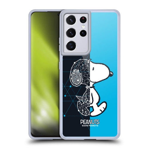 Peanuts Halfs And Laughs Snoopy Geometric Soft Gel Case for Samsung Galaxy S21 Ultra 5G