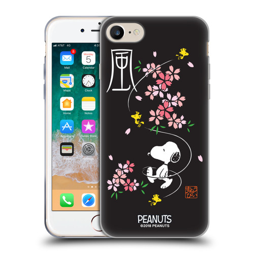 Peanuts Oriental Snoopy Cherry Blossoms Soft Gel Case for Apple iPhone 7 / 8 / SE 2020 & 2022 & MagSafe