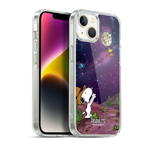 Peanuts Snoopy Space Cowboy Nebula Balloon Woodstock Soft Gel Case for Apple iPhone 14 Plus & MagSafe