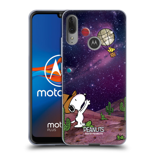 Peanuts Snoopy Space Cowboy Nebula Balloon Woodstock Soft Gel Case for Motorola Moto E6 Plus
