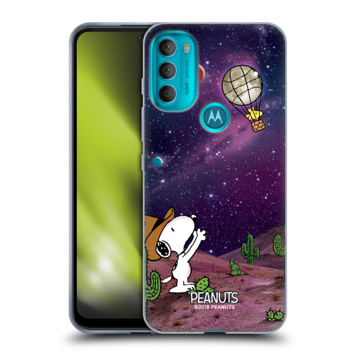 Peanuts Snoopy Space Cowboy Nebula Balloon Woodstock Soft Gel Case for Motorola Moto G71 5G