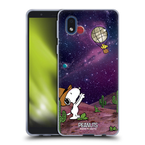 Peanuts Snoopy Space Cowboy Nebula Balloon Woodstock Soft Gel Case for Samsung Galaxy A01 Core (2020)