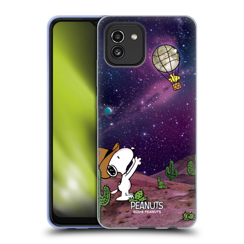 Peanuts Snoopy Space Cowboy Nebula Balloon Woodstock Soft Gel Case for Samsung Galaxy A03 (2021)