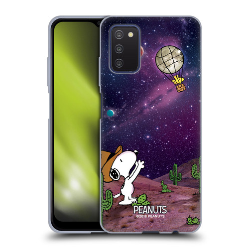 Peanuts Snoopy Space Cowboy Nebula Balloon Woodstock Soft Gel Case for Samsung Galaxy A03s (2021)