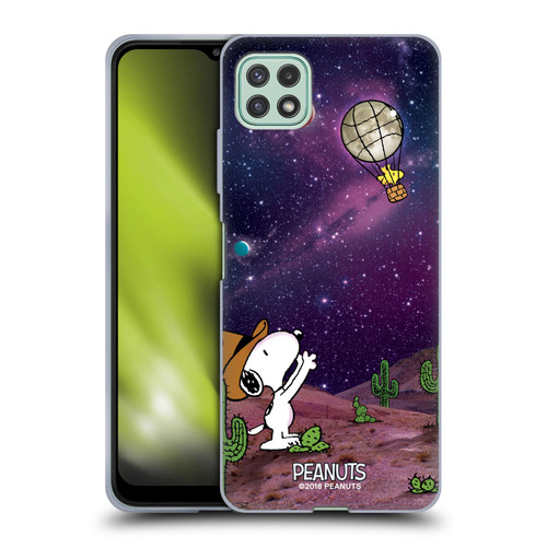 Peanuts Snoopy Space Cowboy Nebula Balloon Woodstock Soft Gel Case for Samsung Galaxy A22 5G / F42 5G (2021)