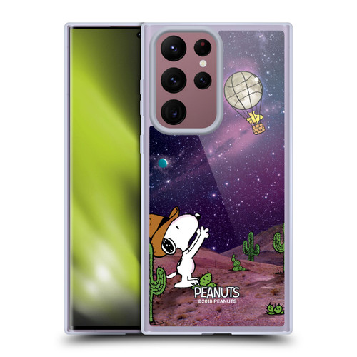 Peanuts Snoopy Space Cowboy Nebula Balloon Woodstock Soft Gel Case for Samsung Galaxy S22 Ultra 5G
