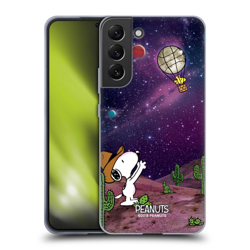 Peanuts Snoopy Space Cowboy Nebula Balloon Woodstock Soft Gel Case for Samsung Galaxy S22+ 5G