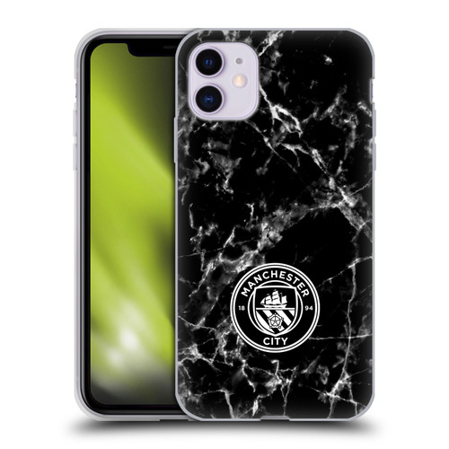 Manchester City Man City FC Marble Badge Black White Mono Soft Gel Case for Apple iPhone 11