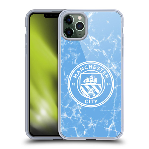 Manchester City Man City FC Marble Badge Blue White Mono Soft Gel Case for Apple iPhone 11 Pro Max