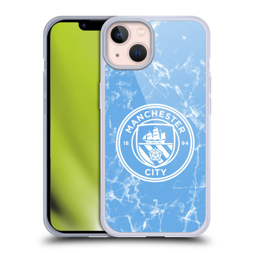 Manchester City Man City FC Marble Badge Blue White Mono Soft Gel Case for Apple iPhone 13