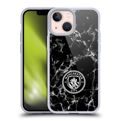 Manchester City Man City FC Marble Badge Black White Mono Soft Gel Case for Apple iPhone 13 Mini