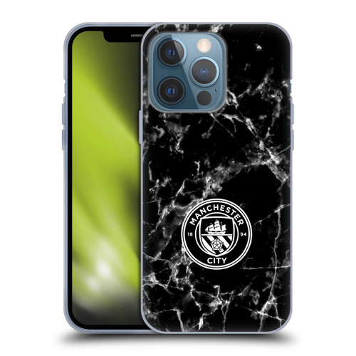 Manchester City Man City FC Marble Badge Black White Mono Soft Gel Case for Apple iPhone 13 Pro