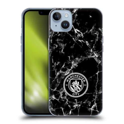 Manchester City Man City FC Marble Badge Black White Mono Soft Gel Case for Apple iPhone 14 Plus