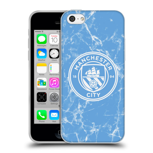 Manchester City Man City FC Marble Badge Blue White Mono Soft Gel Case for Apple iPhone 5c