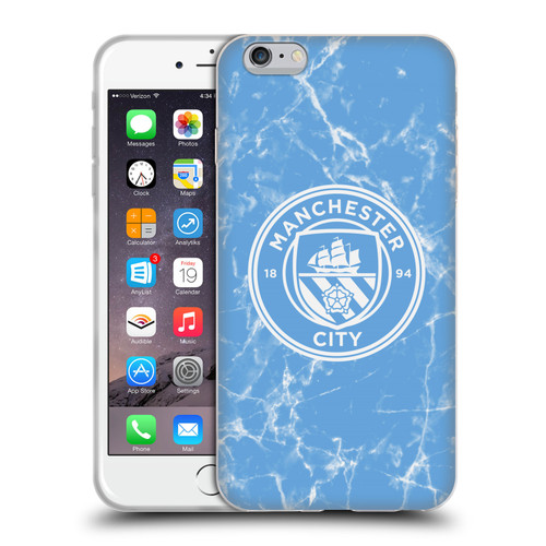 Manchester City Man City FC Marble Badge Blue White Mono Soft Gel Case for Apple iPhone 6 Plus / iPhone 6s Plus