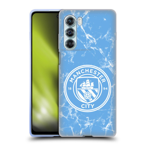 Manchester City Man City FC Marble Badge Blue White Mono Soft Gel Case for Motorola Edge S30 / Moto G200 5G