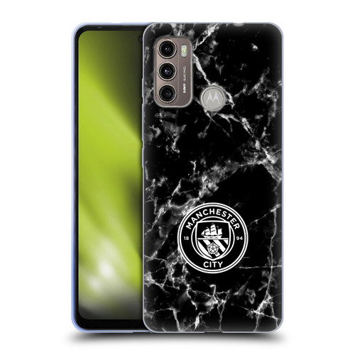 Manchester City Man City FC Marble Badge Black White Mono Soft Gel Case for Motorola Moto G60 / Moto G40 Fusion