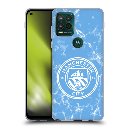 Manchester City Man City FC Marble Badge Blue White Mono Soft Gel Case for Motorola Moto G Stylus 5G 2021
