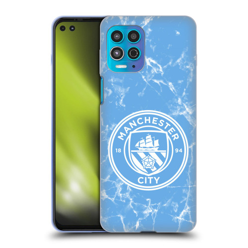 Manchester City Man City FC Marble Badge Blue White Mono Soft Gel Case for Motorola Moto G100