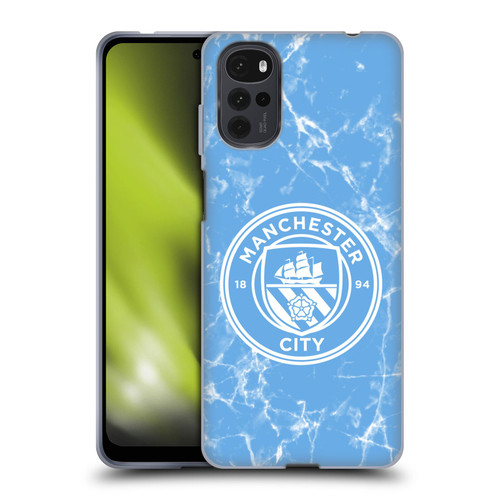 Manchester City Man City FC Marble Badge Blue White Mono Soft Gel Case for Motorola Moto G22