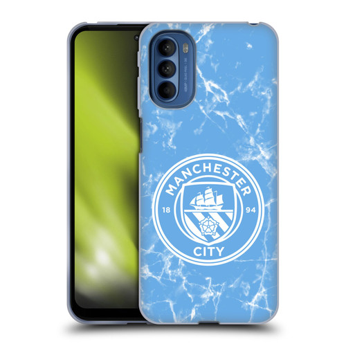 Manchester City Man City FC Marble Badge Blue White Mono Soft Gel Case for Motorola Moto G41