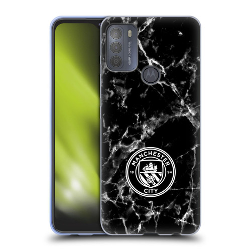 Manchester City Man City FC Marble Badge Black White Mono Soft Gel Case for Motorola Moto G50