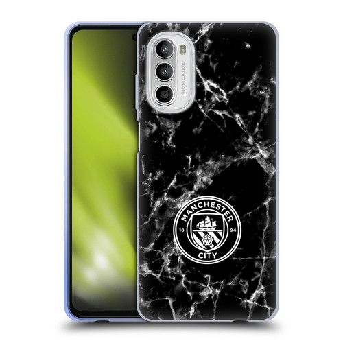 Manchester City Man City FC Marble Badge Black White Mono Soft Gel Case for Motorola Moto G52
