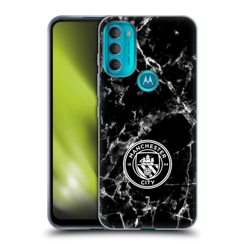 Manchester City Man City FC Marble Badge Black White Mono Soft Gel Case for Motorola Moto G71 5G