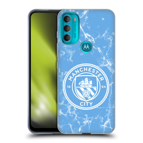 Manchester City Man City FC Marble Badge Blue White Mono Soft Gel Case for Motorola Moto G71 5G