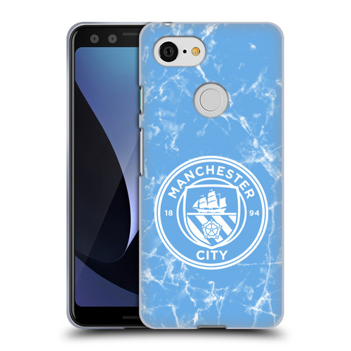 Manchester City Man City FC Marble Badge Blue White Mono Soft Gel Case for Google Pixel 3
