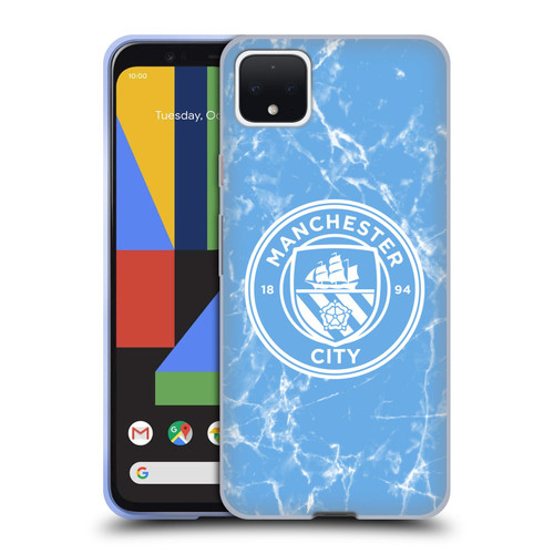 Manchester City Man City FC Marble Badge Blue White Mono Soft Gel Case for Google Pixel 4 XL