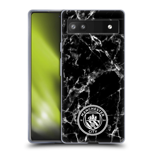 Manchester City Man City FC Marble Badge Black White Mono Soft Gel Case for Google Pixel 6a