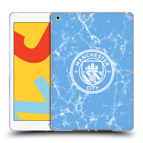Manchester City Man City FC Marble Badge Blue White Mono Soft Gel Case for Apple iPad 10.2 2019/2020/2021