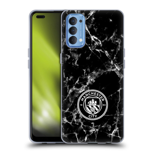 Manchester City Man City FC Marble Badge Black White Mono Soft Gel Case for OPPO Reno 4 5G